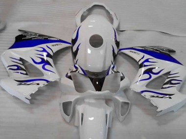 Best 2002-2013 Honda VFR 800 Motorcycle Fairings - White Blue Flame