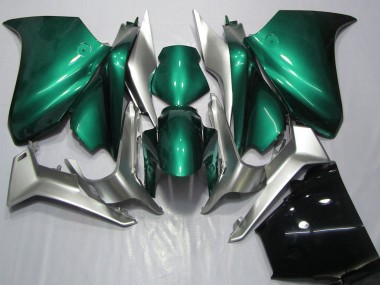 Best 2010-2014 Honda VFR 1200 Motorcycle Fairings - Silver Seafoam Green