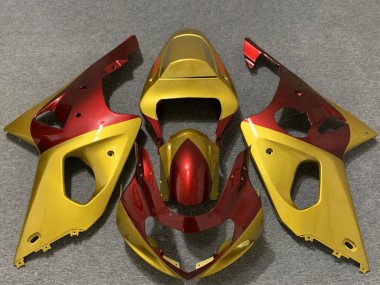 Best 2000-2002 Suzuki GSXR 1000 Motorcycle Fairings - Gold Red
