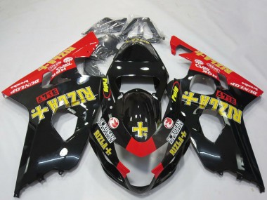 Best 2004-2005 Suzuki GSXR 600 / GSXR 750 Motorcycle Fairings - Glossy Black Red Yellow Rizla