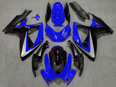 Best 2006-2007 Suzuki GSXR 600 / GSXR 750 Motorcycle Fairing - Blue Silver Glossy Black OEM Style