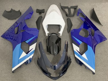 Best 2004-2005 Suzuki GSXR 600 / GSXR 750 Motorcycle Fairing - White Blue Black
