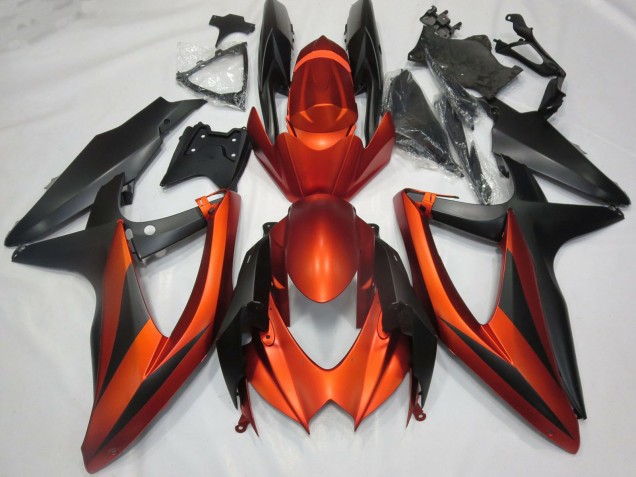 2008-2010 Suzuki GSXR 600 / GSXR 750 Motorcycle Fairings - Burnt Orange Matte Black