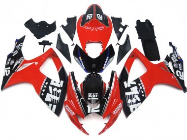 Best 2006-2007 Suzuki GSXR 600 / GSXR 750 Motorcycle Fairings - Red Glossy Black White