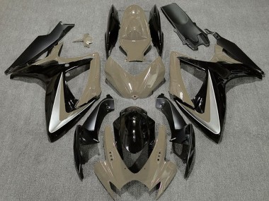 Best 2006-2007 Suzuki GSXR 600 / GSXR 750 Motorcycle Fairings - Desert Tan Silver Glossy Black OEM Style