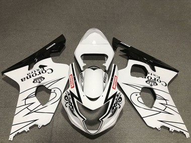 Best 2004-2005 Suzuki GSXR 600 / GSXR 750 Motorcycle Fairings - White Glossy Black Corona Motul Style