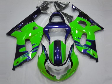 Best 2001-2003 Suzuki GSXR 600 / GSXR 750 Motorcycle Fairings - Green Blue Black