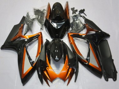 Best 2006-2007 Suzuki GSXR 600 / GSXR 750 Motorcycle Fairings - Orange Glossy Black Matte Black