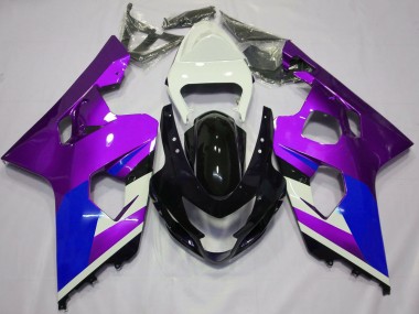 Best 2004-2005 Suzuki GSXR 600 / GSXR 750 Motorcycle Fairings - White Purple Blue Glossy Black