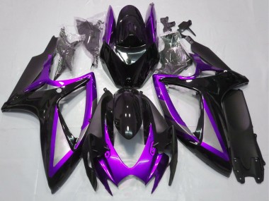 Best 2006-2007 Suzuki GSXR 600 / GSXR 750 Motorcycle Fairings - Purple Glossy Black Matte Black
