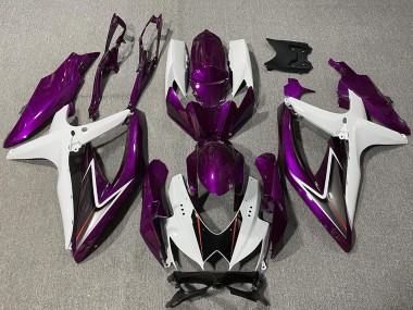 Best 2008-2010 Suzuki GSXR 600 / GSXR 750 Motorcycle Fairing - White Purple Black