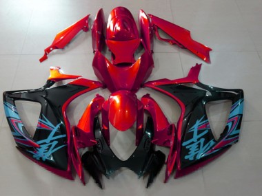 Best 2006-2007 Suzuki GSXR 600 / GSXR 750 Motorcycle Fairings - Red Black Light Blue