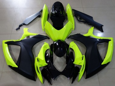 Best 2006-2007 Suzuki GSXR 600 / GSXR 750 Motorcycle Fairings - Neon Yellow Glossy Black Matte Black