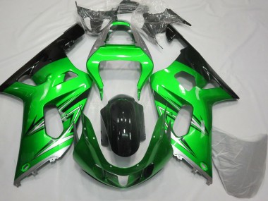 Best 2001-2003 Suzuki GSXR 600 / GSXR 750 Motorcycle Fairings - Green Silver Glossy Black