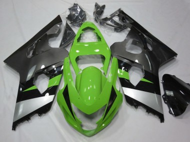 Best 2004-2005 Suzuki GSXR 600 / GSXR 750 Motorcycle Fairing - Green Silver Glossy Black