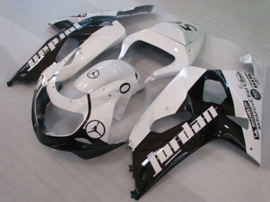 Best 2001-2003 Suzuki GSXR 600 / GSXR 750 Motorcycle Fairings - White Glossy Black Jordan Michelin