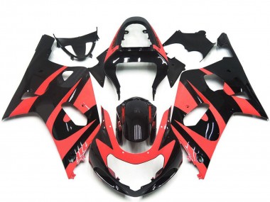 Best 2001-2003 Suzuki GSXR 600 / GSXR 750 Motorcycle Fairings - Light Red Glossy Black OEM Style