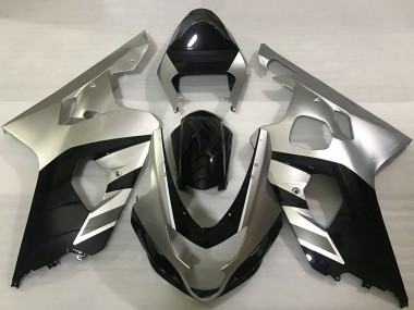 Best 2004-2005 Suzuki GSXR 600 / GSXR 750 Motorcycle Fairings - Silver Black