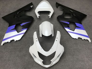 Best 2004-2005 Suzuki GSXR 600 / GSXR 750 Motorcycle Fairings - White Blue Matte Black