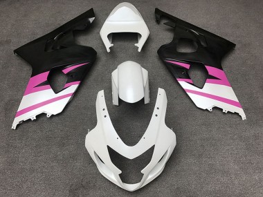 Best 2004-2005 Suzuki GSXR 600 / GSXR 750 Motorcycle Fairings - White Pink Matte Black