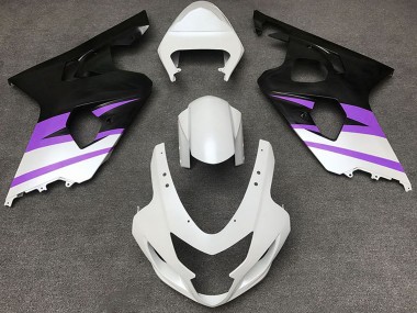 Best 2004-2005 Suzuki GSXR 600 / GSXR 750 Motorcycle Fairings - White Purple Matte Black