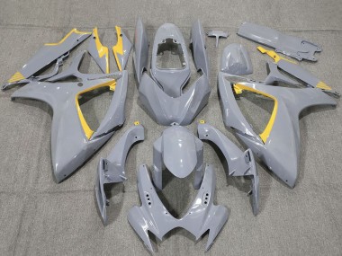 Best 2006-2007 Suzuki GSXR 600 / GSXR 750 Motorcycle Fairings - Nardo Grey and Yellow Trim