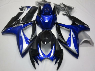 Best 2006-2007 Suzuki GSXR 600 / GSXR 750 Motorcycle Fairings - Blue Silver Glossy Black OEM Style