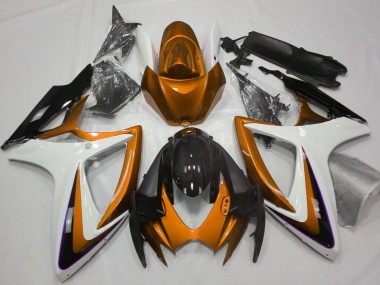 Best 2006-2007 Suzuki GSXR 600 / GSXR 750 Motorcycle Fairings - Orange White Glossy Black