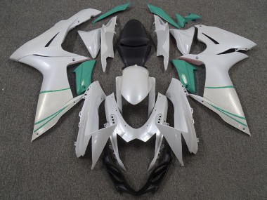 Best 2011-2024 Suzuki GSXR 600 / GSXR 750 Motorcycle Fairings - Pearl White and T Blue