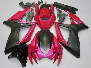Best 2006-2007 Suzuki GSXR 600 / GSXR 750 Motorcycle Fairings - Pink Matte Black