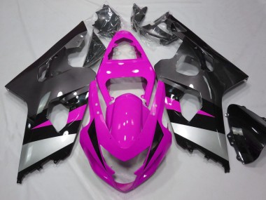 Best 2004-2005 Suzuki GSXR 600 / GSXR 750 Motorcycle Fairings - Pink Silver Black
