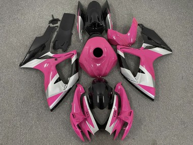 Best 2006-2007 Suzuki GSXR 600 / GSXR 750 Motorcycle Fairings - Pink Silver Glossy Black