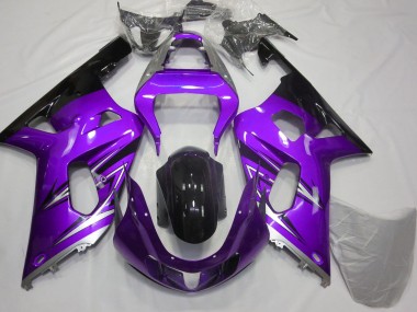 Best 2001-2003 Suzuki GSXR 600 / GSXR 750 Motorcycle Fairings - Purple Silver Glossy Black