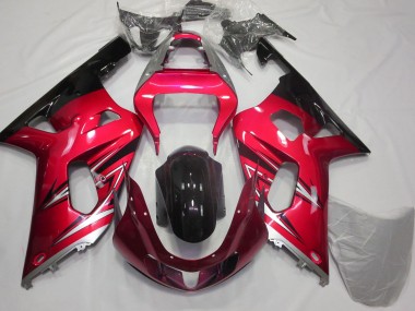 Best 2001-2003 Suzuki GSXR 600 / GSXR 750 Motorcycle Fairings - Red Silver Glossy Black