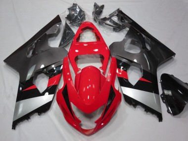 Best 2004-2005 Suzuki GSXR 600 / GSXR 750 Motorcycle Fairings - Red Silver Black
