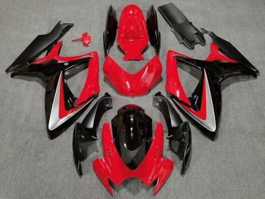Best 2006-2007 Suzuki GSXR 600 / GSXR 750 Motorcycle Fairings - Red Grey Glossy Black OEM Style