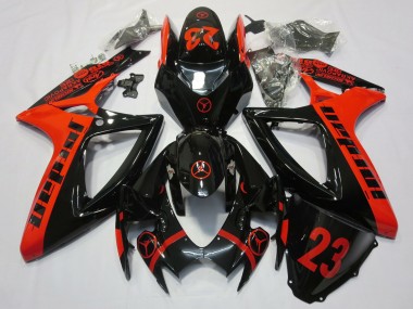Best 2006-2007 Suzuki GSXR 600 / GSXR 750 Motorcycle Fairings - Red Glossy Black Jordan 23