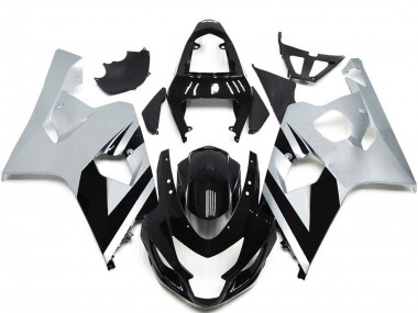 Best 2004-2005 Suzuki GSXR 600 / GSXR 750 Motorcycle Fairings - White Glossy Black OEM Style