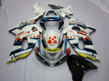 Best 2001-2003 Suzuki GSXR 600 / GSXR 750 Motorcycle Fairings - White Blue Red Yellow Spots