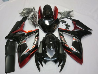 Best 2006-2007 Suzuki GSXR 600 / GSXR 750 Motorcycle Fairings - Red Glossy Black