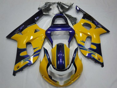Best 2001-2003 Suzuki GSXR 600 / GSXR 750 Motorcycle Fairings - Yellow Blue
