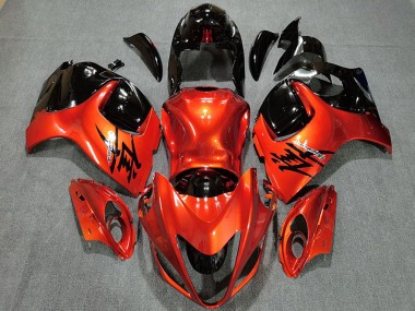 Best 2008-2020 Suzuki GSXR 1300 Motorcycle Fairings - Candy Orange Glossy Black