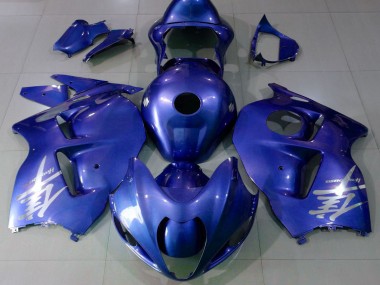 Best 1996-2007 Suzuki GSXR 1300 Motorcycle Fairings - Glossy Blue Silver Logo