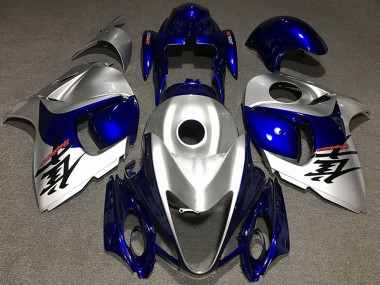 Best 2008-2020 Suzuki GSXR 1300 Motorcycle Fairings - Glossy Silver and Blue