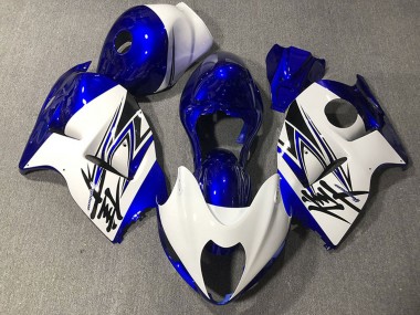 Best 1996-2007 Suzuki GSXR 1300 Motorcycle Fairings - Glossy White Deep Blue