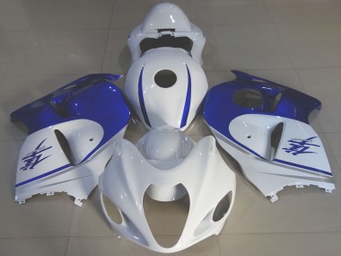 Best 1996-2007 Suzuki GSXR 1300 Motorcycle Fairings - Glossy White Blue