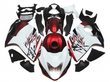 Best 2008-2020 Suzuki GSXR 1300 Motorcycle Fairings - Glossy White Deep Red