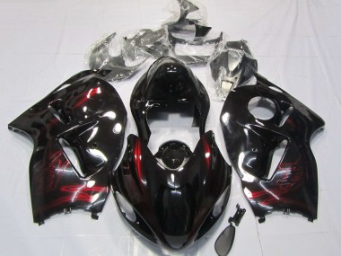 Best 1996-2007 Suzuki GSXR 1300 Motorcycle Fairings - Red Glossy Black