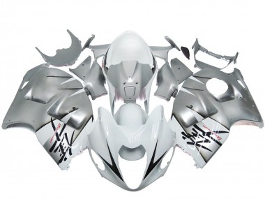 Best 1996-2007 Suzuki GSXR 1300 Motorcycle Fairings - Silver White OEM Style