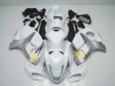 Best 2008-2020 Suzuki GSXR 1300 Motorcycle Fairings - White Silver Yellow